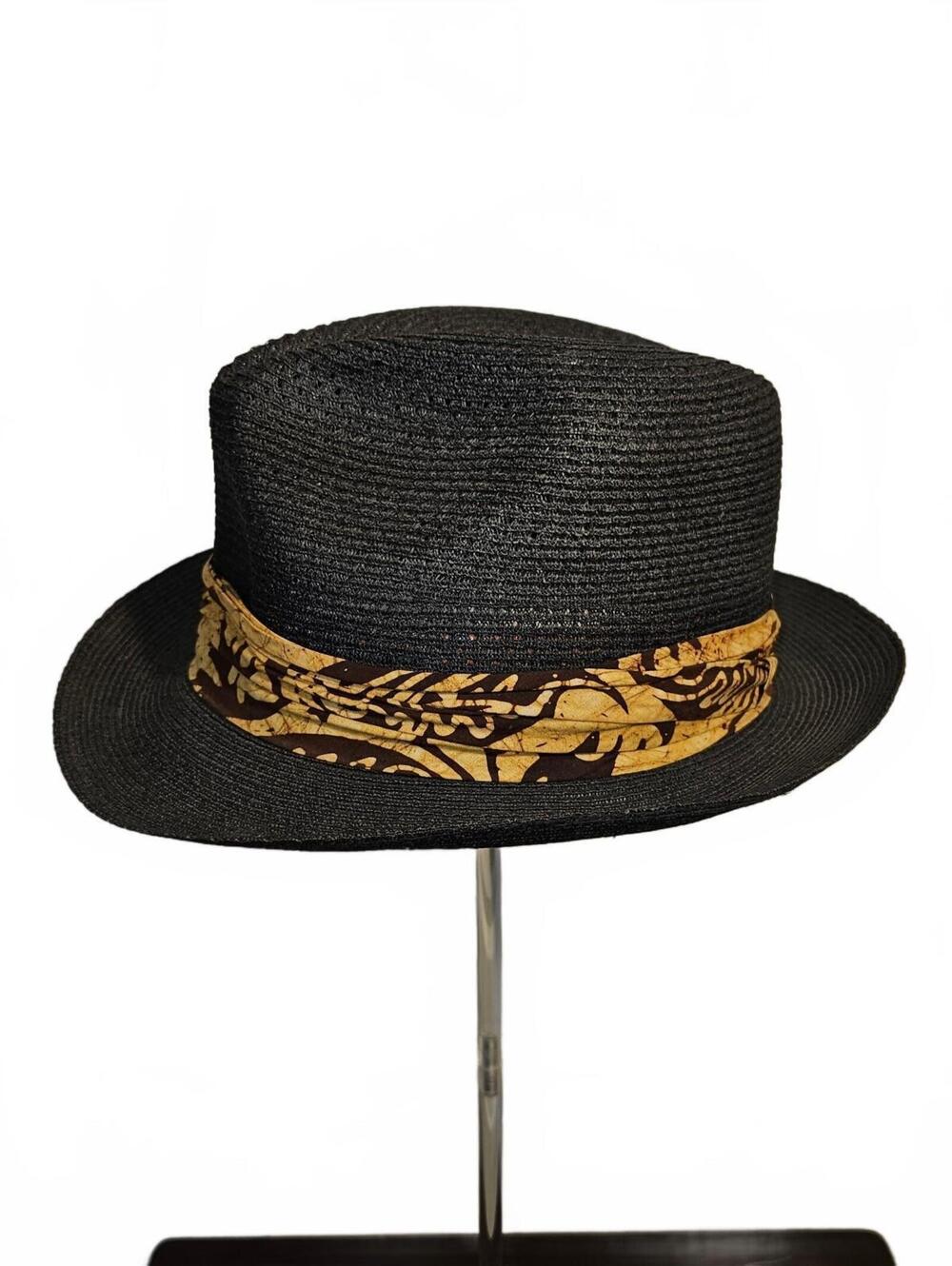 Knox Black Fedora with Patterned Band